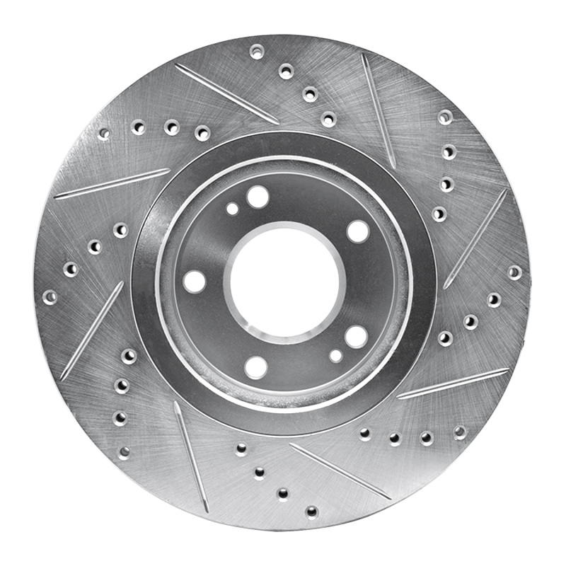 Hyundai AZERA Brake Rotor (1) - Front Left - R1 Concepts - Drilled & Slotted - Silver - `04-`11